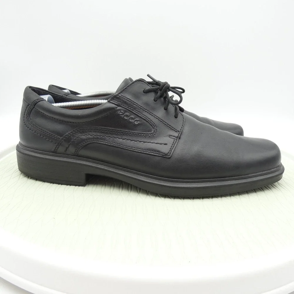 Ecco Helsinki Mens US 13-13.5 Dress Shoes Black Leather Lace Up Business Oxford